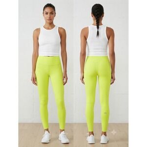 Alo Yoga Neon Yellow Yoga Pants Size Small High Rise Workout Leggings Flaws